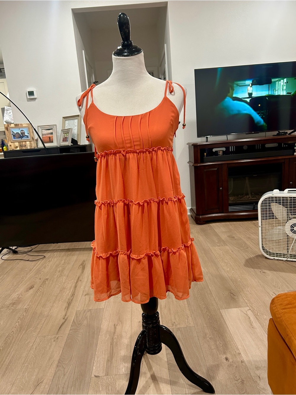 Forever 21 Tiered Orange Tie-Shoulder Sundress